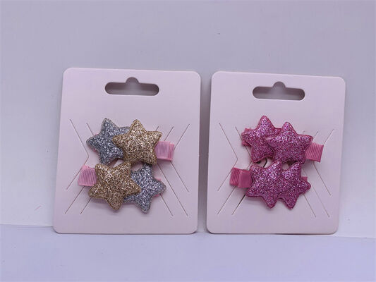 Practical Sparkly Star Hair Clip For Kids Polyester Shiny Glitter 1 Pair