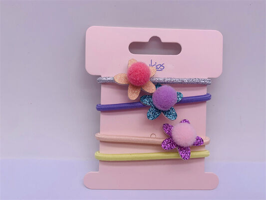 Party Festival Childrens Hair Accessories , Durable Pom Pom Hair Tie 4 Pieces One Set