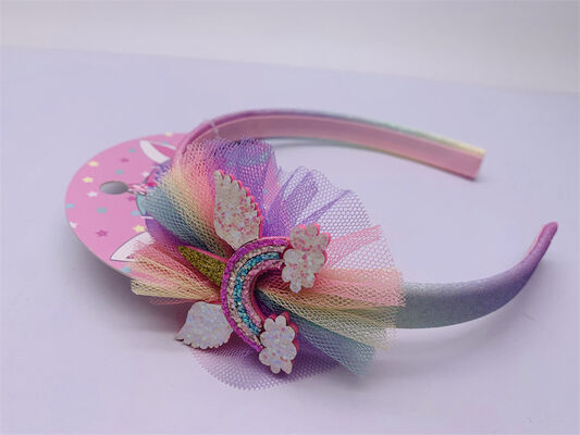 Polyester Girls Unicorn Hair Band , Toddler Rainbow Hair Accessories