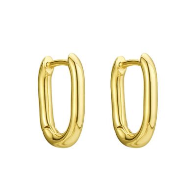 Unisex Oval Gold Finish Earrings Gold Plated Earrings For Women Sensitive Ears