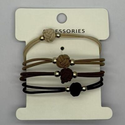 Basic Design Elastic Hair Ties with Knot and Metal Beads