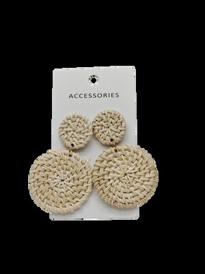Handmade Bamboo Weave Drop Earrings for Women Casual Formal Party