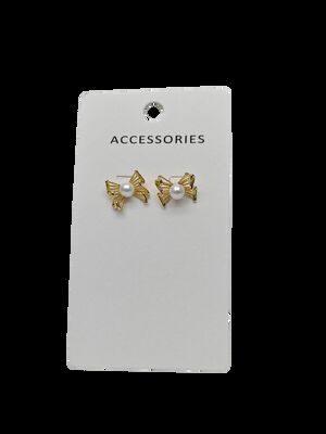 Women's Gold-Plated Pearl Earrings with Butterfly Design 10mm
