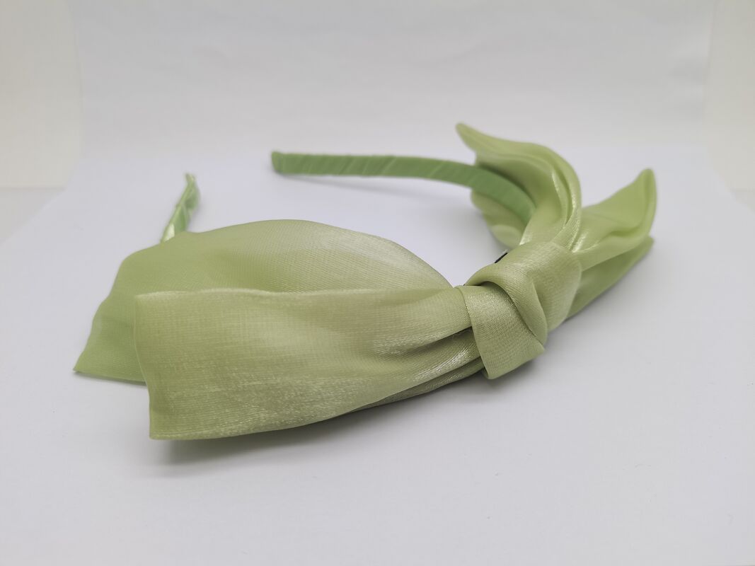 Fabric Green Large Bowknot Hairband for Your Collection